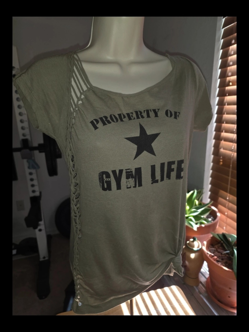 'Gym Life' Tee with Side Braid